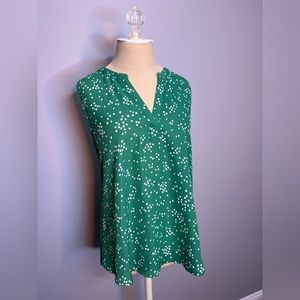 Papermoon green sleeveless blouse with white square detail
